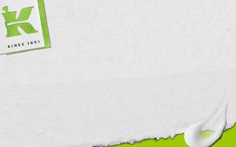 Alt-tekst: Een groene "K" op een witte achtergrond met een druppel aan de rechterkant en de tekst "SINCE 1851".