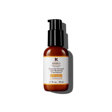 Een fles van 75 ml Kiehl's Powerful-Strength Line-Reducing Concentrate tegen een witte achtergrond.