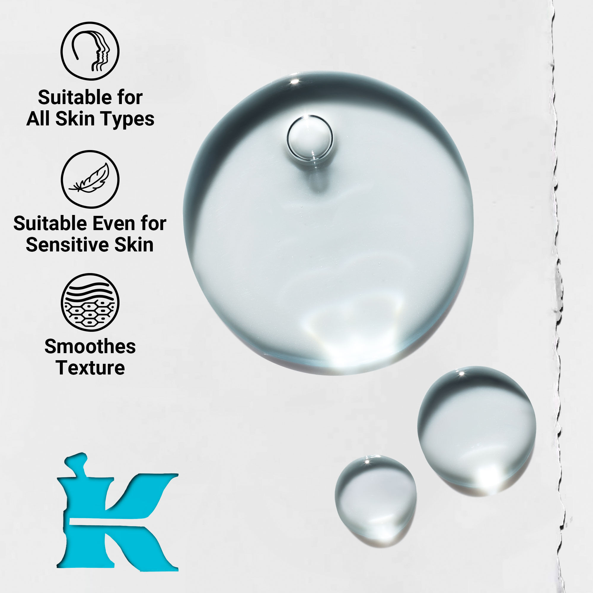 Close-up van de Clearly Corrective Triple Acid Peel textuur met heldere vloeistofdruppels en bubbels.