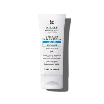 Een tube van 30 ml Kiehl's Ultra Light Daily UV Defense Aqua Gel tegen een witte achtergrond.