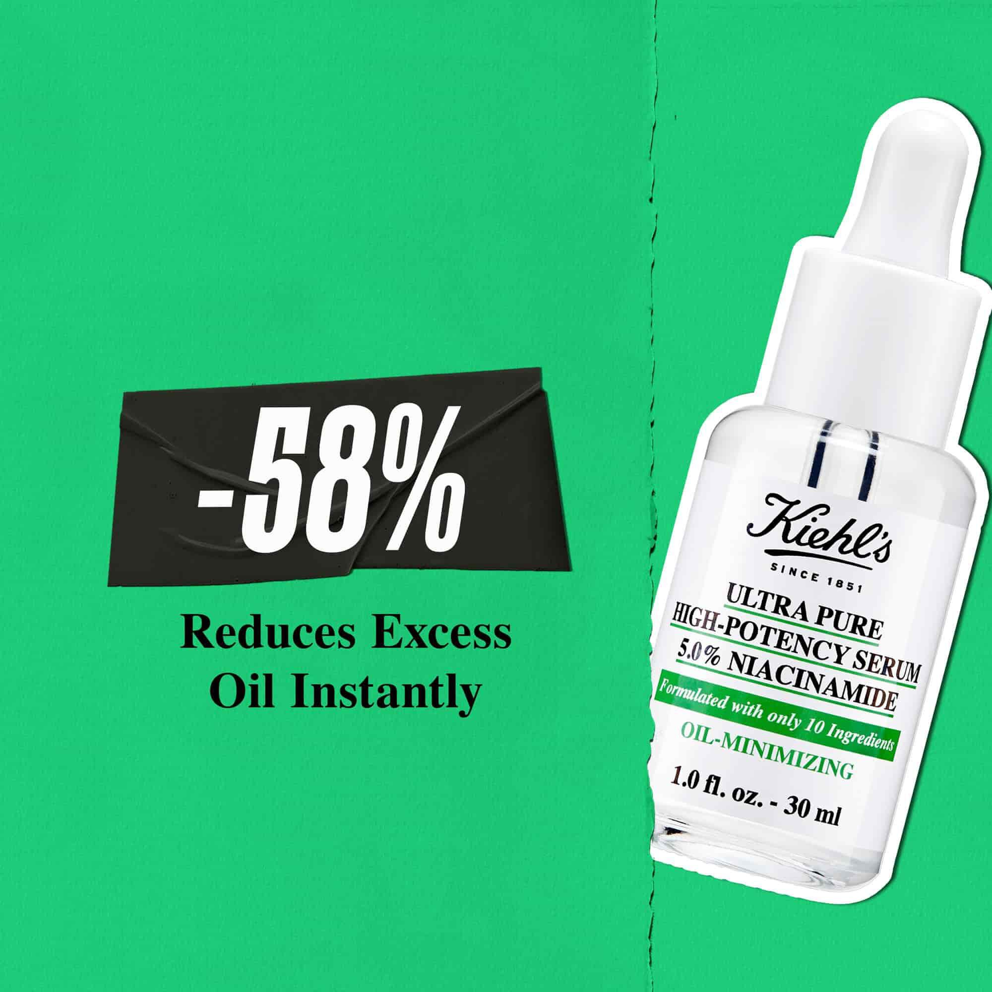 Kiehl's Ultra Pure High-Potency Serum vermindert overtollig vet onmiddellijk met 58%