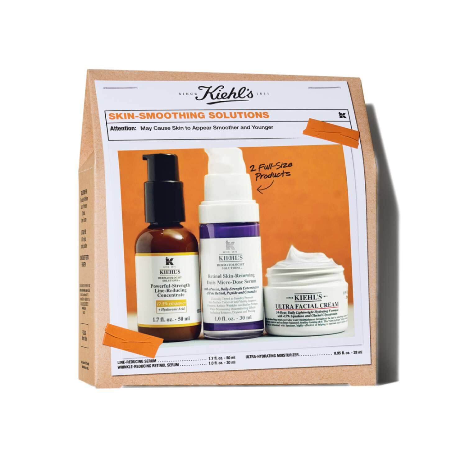 Skin Smoothing Solutions, Powerful-Strength Line-Reducing Concentrate Full Size, ​  Retinol Skin-Renewing Daily Micro-Dose Serum Full Size​  Ultra Facial Cream Travel Size​