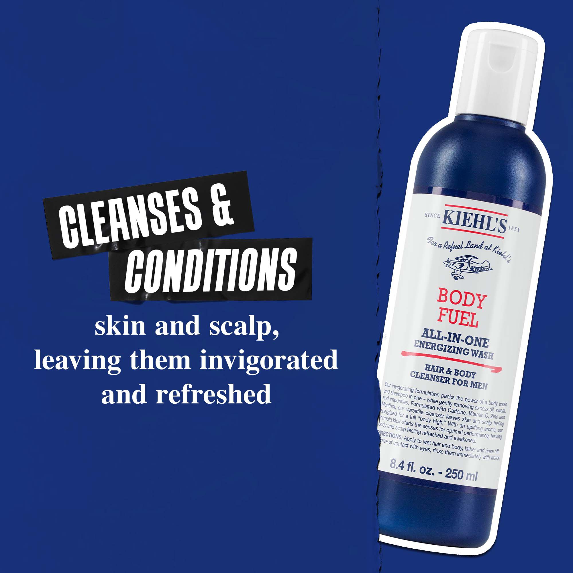 Body Fuel All-In-One Energizing Wash: Reinigt & verzorgt de huid, het haar en de hoofdhuid, en laat deze verfrist achter.