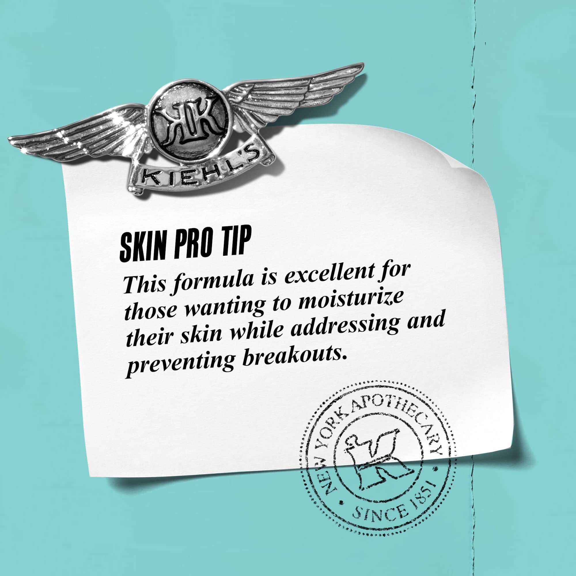 Grafiek met tekst: "Pro-tip: Deze formule is uitstekend voor het behandelen en hydrateren van de huid en pakt tegelijkertijd puistjes aan en voorkomt ze."