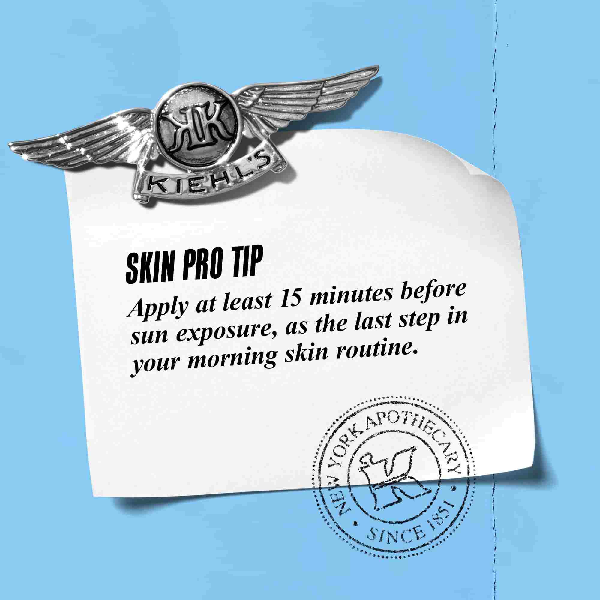 Grafiek met tekst: "Pro-tip: Breng ten minste 15 minuten voor blootstelling aan de zon aan, als laatste stap in je ochtendroutine."