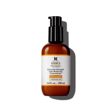 Een fles van 75 ml Kiehl's Powerful-Strength Line-Reducing Concentrate tegen een witte achtergrond.