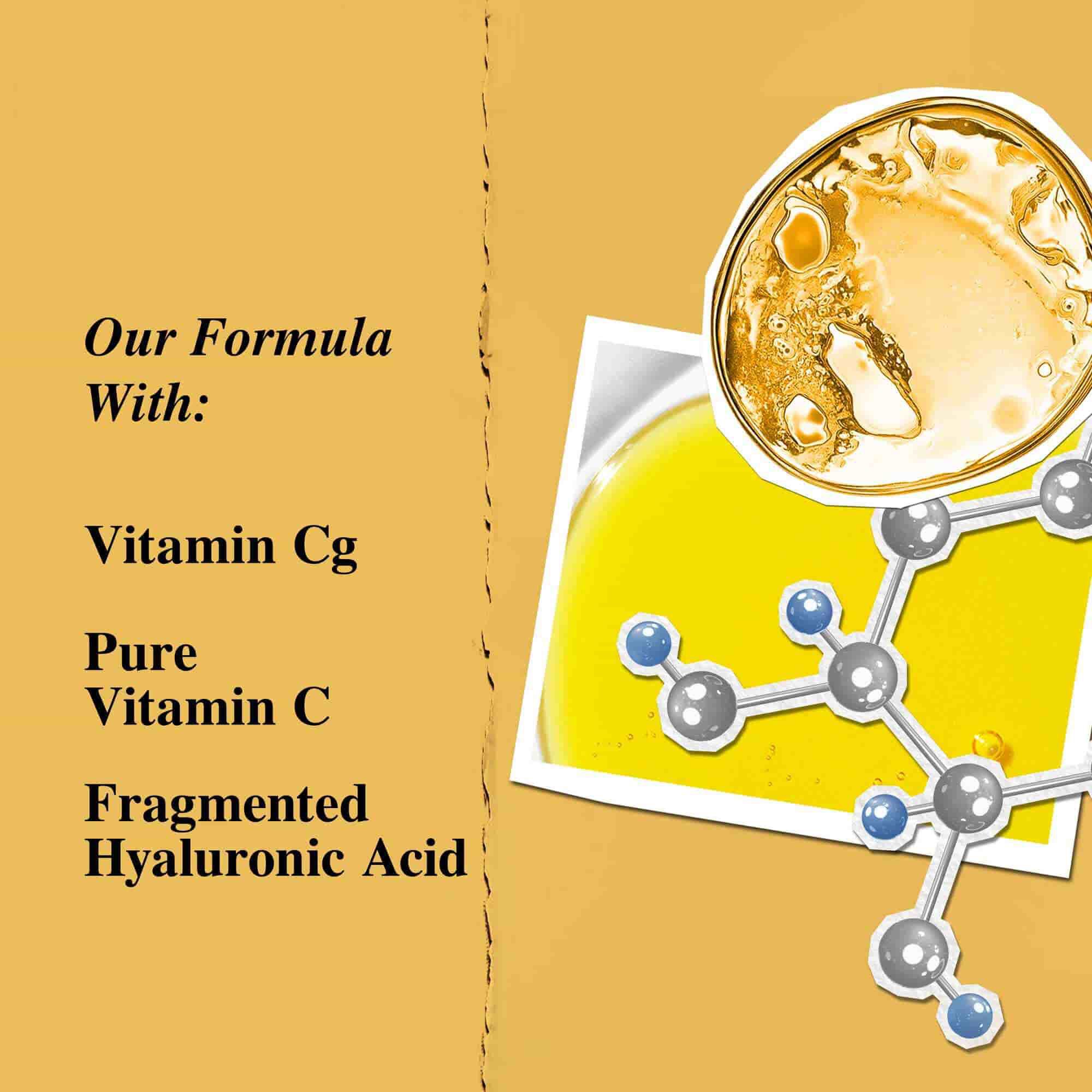 Grafiek van de belangrijkste ingredienten: Vitamine Cg, gefragmenteerd hyaluronzuur.