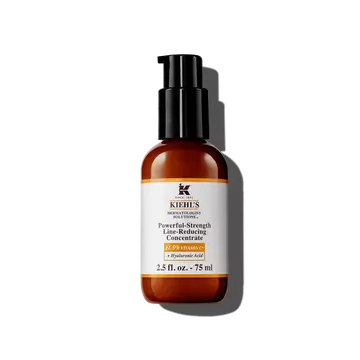 Een fles van 75 ml Kiehl's Powerful-Strength Line-Reducing Concentrate tegen een witte achtergrond.