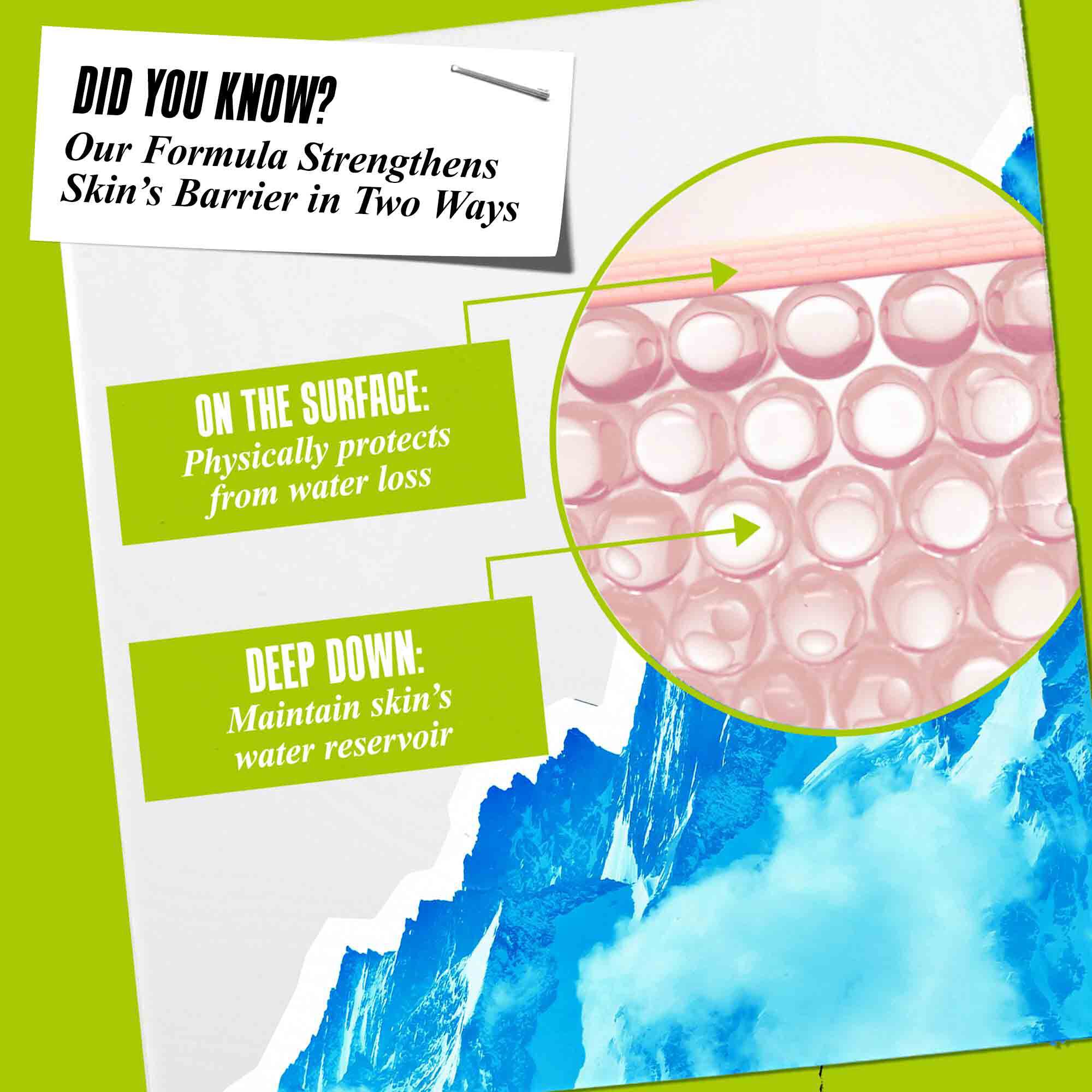 Diagram showing how Ultra Facial Cream protects the skin barrier on the surface and deeper layers.​
