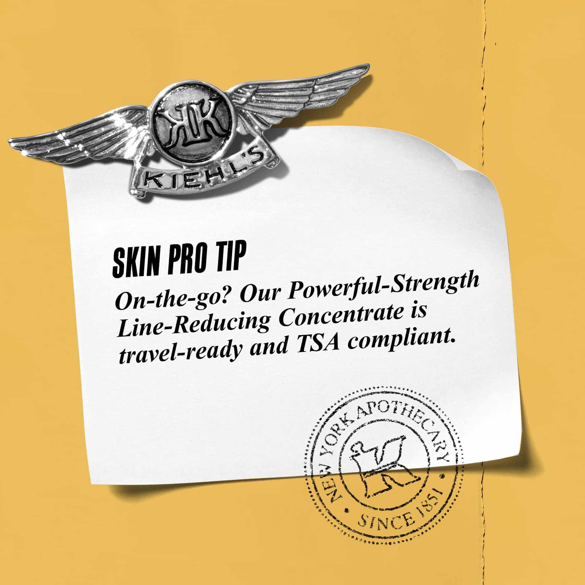 Grafiek met tekst: "Pro-tip: Onderweg? Onze Powerful-Strength Line-Reducing Concentrate is reisvriendelijk en TSA-conform."