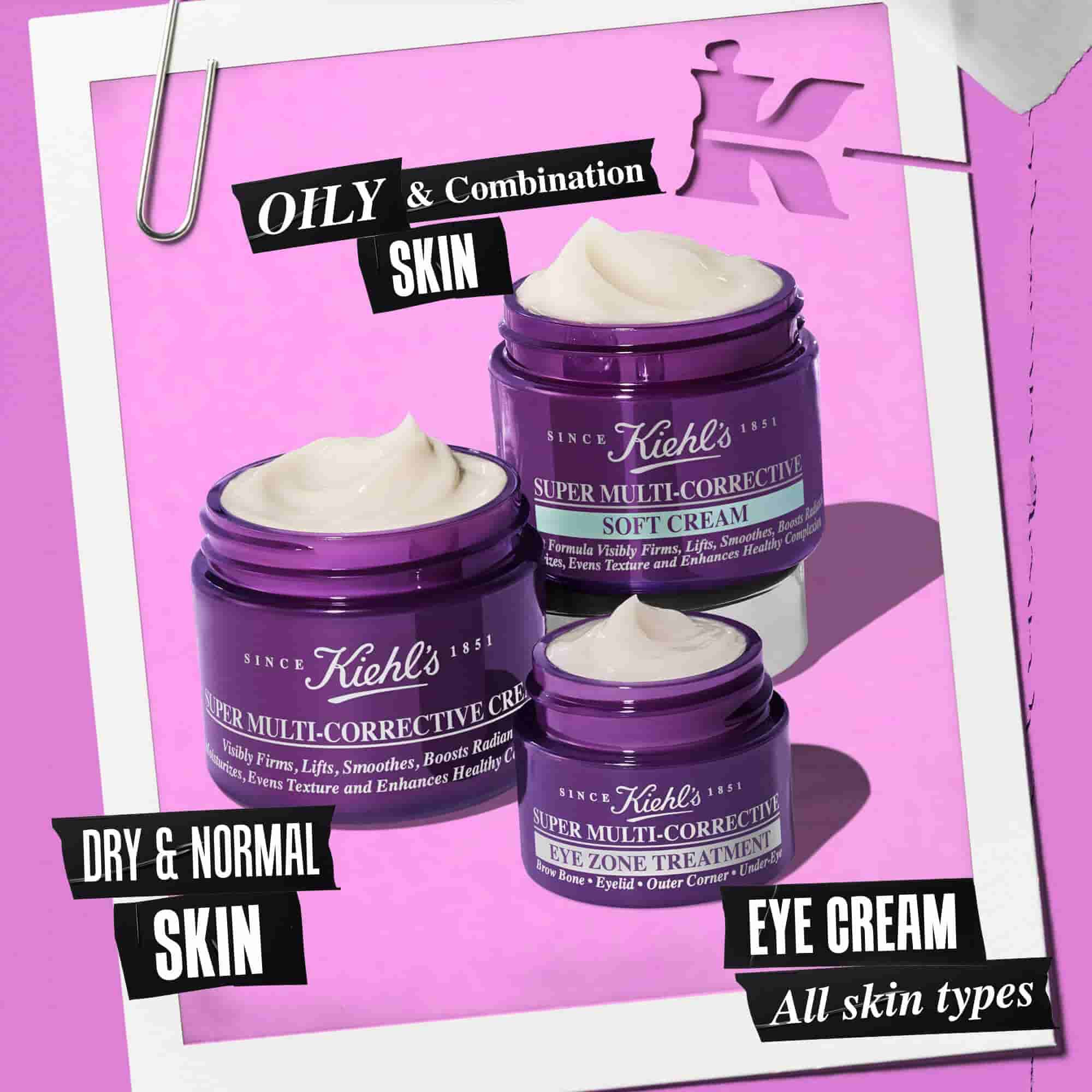 3 geopende potten van de Super Multi-Corrective-productfamilie – Cream, Soft Cream, Eye Zone Treatment