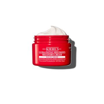 Rode pot van Kiehl’s Ultra Facial Meltdown Recovery Cream Whip, met een opgeklopte cremetextuur.
