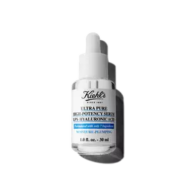 Een fles van 30 ml Kiehl's Ultra Pure 1.5% Hyaluronic Acid Serum tegen een witte achtergrond.
